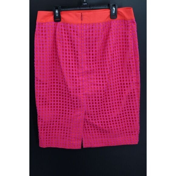 TALBOTS SIZE 4 WOMENS PENCIL SKIRTS BLUE CHAMBRAY & PINK ORANGE LOT OF 2 EUC - Picture 5 of 16